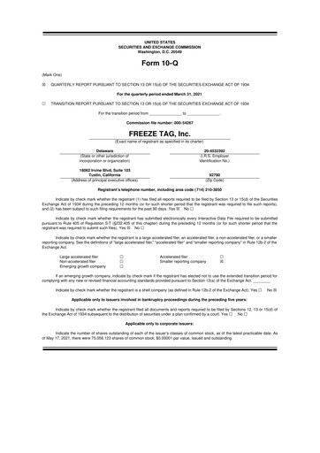 Vorschaubild Freeze Tag 10-Q Quartalsbericht 2021 
