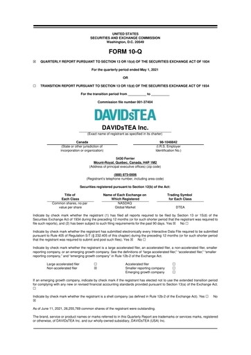 Thumbnail DAVIDsTEA 10-Q Quarterly Report FY2022 