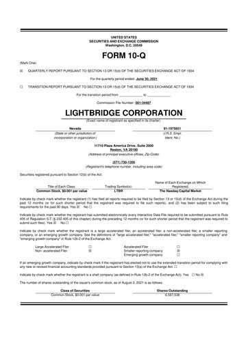 Thumbnail Lightbridge Corporation 10-Q Quarterly Report FY2021 