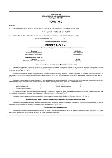 Vorschaubild Freeze Tag 10-Q Quartalsbericht 2021 