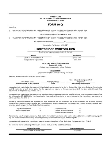 Thumbnail Lightbridge Corporation 10-Q Quarterly Report FY2022 