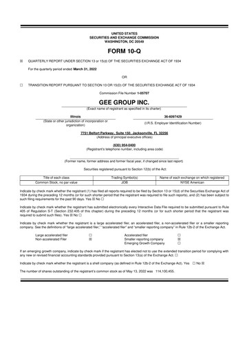 Vorschaubild GEE Group 10-Q Quartalsbericht 2022 