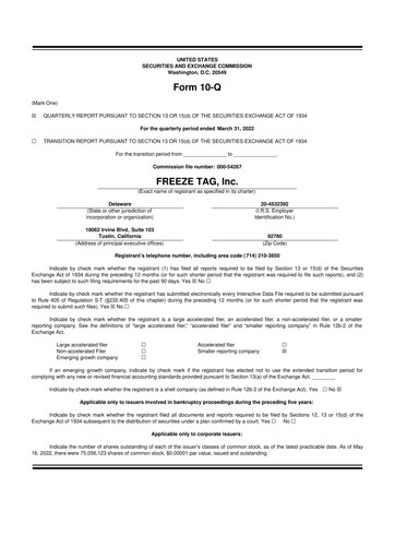 Vorschaubild Freeze Tag 10-Q Quartalsbericht 2022 
