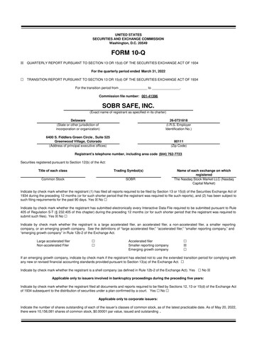 Thumbnail SOBR Safe 10-Q Quarterly Report FY2022 