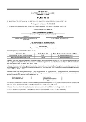 Thumbnail Edible Garden 10-Q Quarterly Report FY2022 