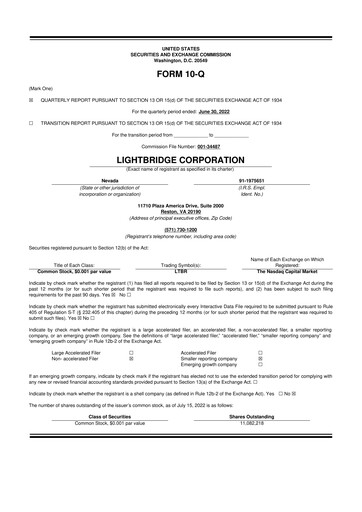 Thumbnail Lightbridge Corporation 10-Q Quarterly Report FY2022 