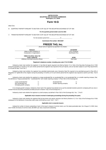 Vorschaubild Freeze Tag 10-Q Quartalsbericht 2022 