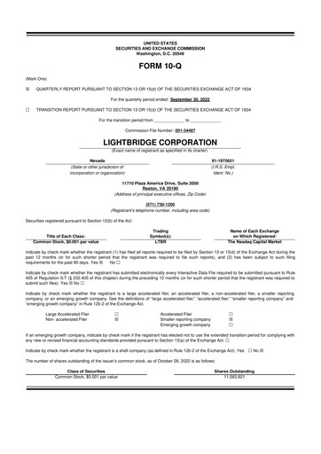 Thumbnail Lightbridge Corporation 10-Q Quarterly Report FY2022 
