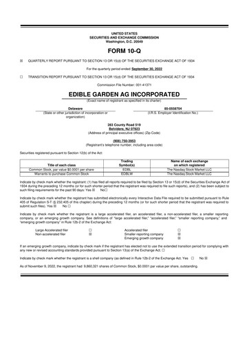 Thumbnail Edible Garden 10-Q Quarterly Report FY2022 