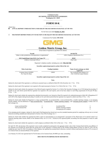 Thumbnail Golden Matrix Group 10-K Annual Report 2022