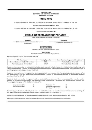 Thumbnail Edible Garden 10-Q Quarterly Report FY2023 