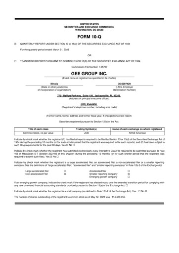 Vorschaubild GEE Group 10-Q Quartalsbericht 2023 