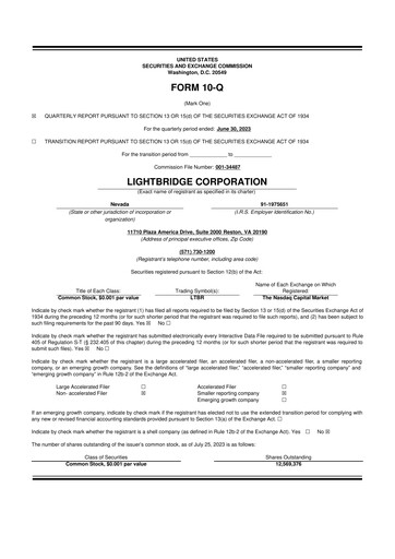 Thumbnail Lightbridge Corporation 10-Q Quarterly Report FY2023 