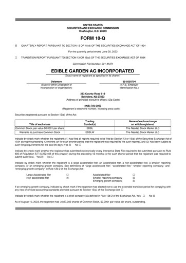 Thumbnail Edible Garden 10-Q Quarterly Report FY2023 