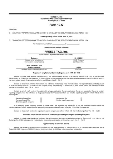 Vorschaubild Freeze Tag 10-Q Quartalsbericht 2023 