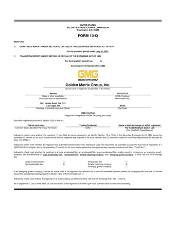 Vorschaubild Golden Matrix Group 10-Q Quartalsbericht 2023 