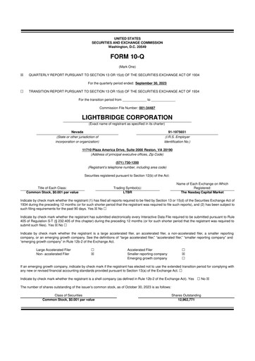 Thumbnail Lightbridge Corporation 10-Q Quarterly Report FY2023 