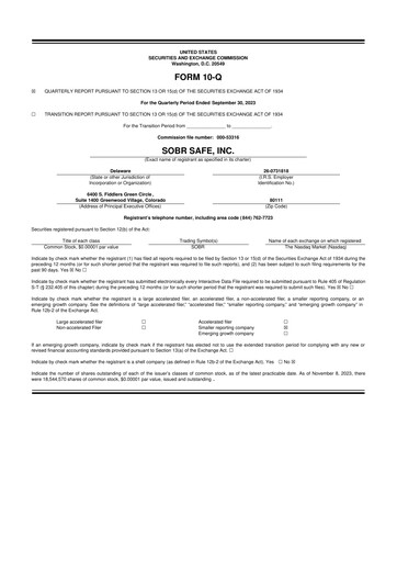 Thumbnail SOBR Safe 10-Q Quarterly Report FY2023 