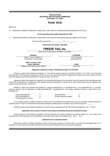 Vorschaubild Freeze Tag 10-Q Quartalsbericht 2023 