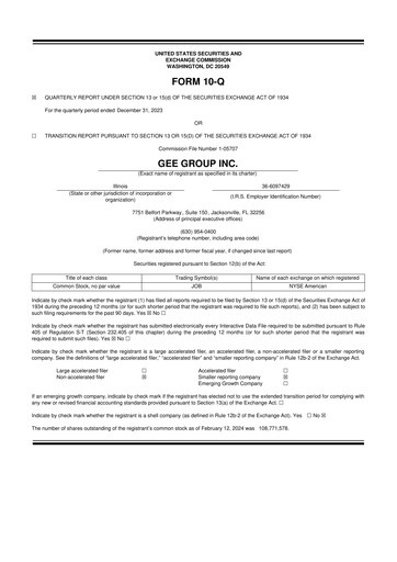 Vorschaubild GEE Group 10-Q Quartalsbericht 2024 