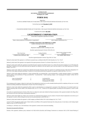 Thumbnail Lightbridge Corporation 10-K Annual Report 2023