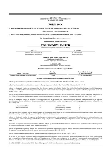 Thumbnail VolitionRx 10-K Annual Report 2023