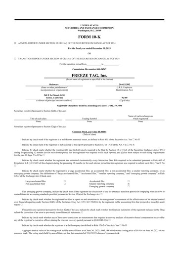 Thumbnail Freeze Tag 10-K Annual Report 2023