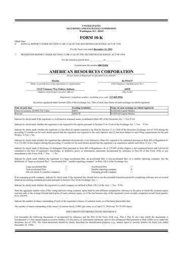 Thumbnail American Resources Corp 10-K Annual Report 2023