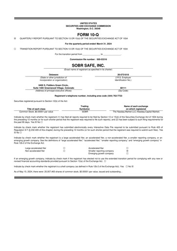 Thumbnail SOBR Safe 10-Q Quarterly Report FY2024 
