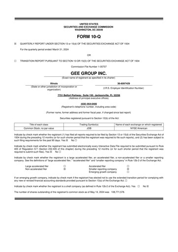 Vorschaubild GEE Group 10-Q Quartalsbericht 2024 