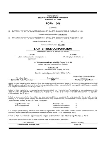 Thumbnail Lightbridge Corporation 10-Q Quarterly Report FY2024 