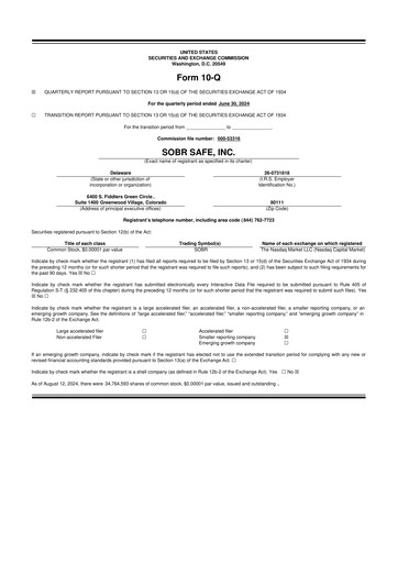 Thumbnail SOBR Safe 10-Q Quarterly Report FY2024 