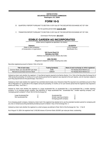 Thumbnail Edible Garden 10-Q Quarterly Report FY2024 