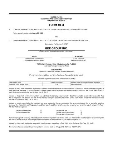 Vorschaubild GEE Group 10-Q Quartalsbericht 2024 