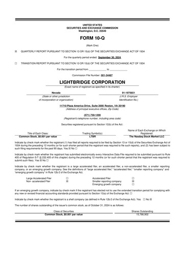 Thumbnail Lightbridge Corporation 10-Q Quarterly Report FY2024 