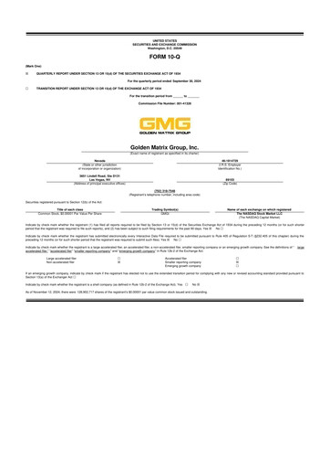 Vorschaubild Golden Matrix Group 10-Q Quartalsbericht 2024 