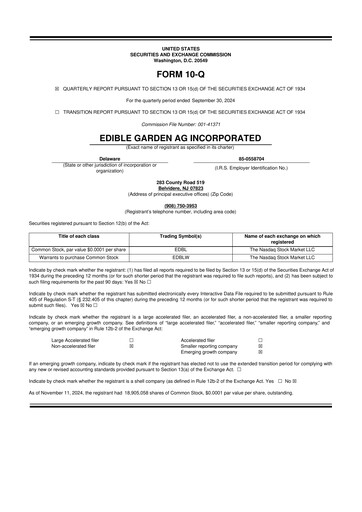 Thumbnail Edible Garden 10-Q Quarterly Report FY2024 