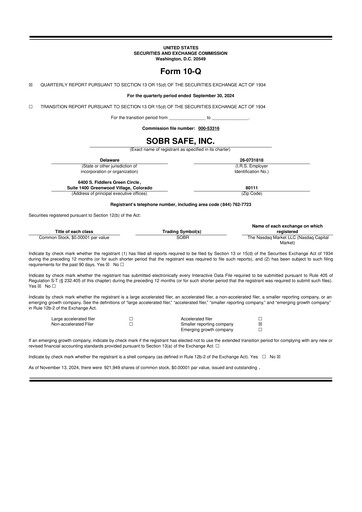 Thumbnail SOBR Safe 10-Q Quarterly Report FY2024 