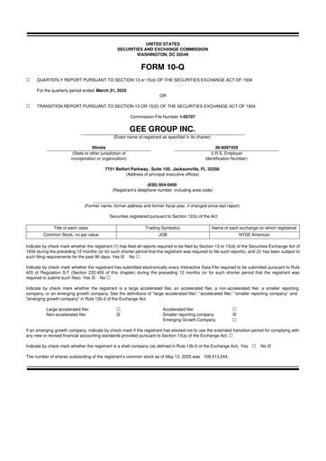 Vorschaubild GEE Group 10-Q Quartalsbericht 2025 