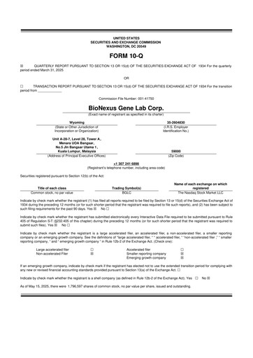 Thumbnail BioNexus Gene Lab 10-Q Quarterly Report FY2025 