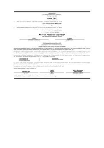 Thumbnail American Resources Corp 10-Q Quarterly Report FY 