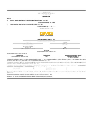 Vorschaubild Golden Matrix Group 10-Q Quartalsbericht 2025 