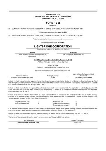 Thumbnail Lightbridge Corporation 10-Q Quarterly Report FY2025 