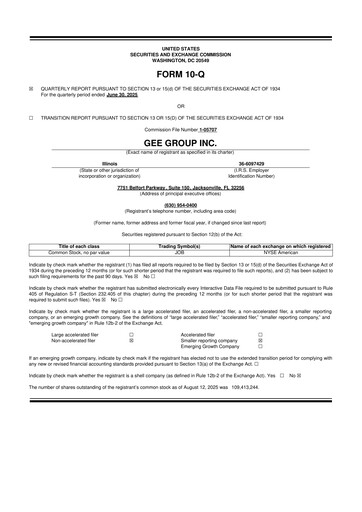 Vorschaubild GEE Group 10-Q Quartalsbericht 2025 