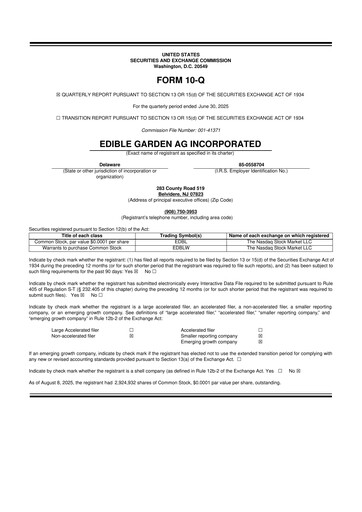 Thumbnail Edible Garden 10-Q Quarterly Report FY2025 
