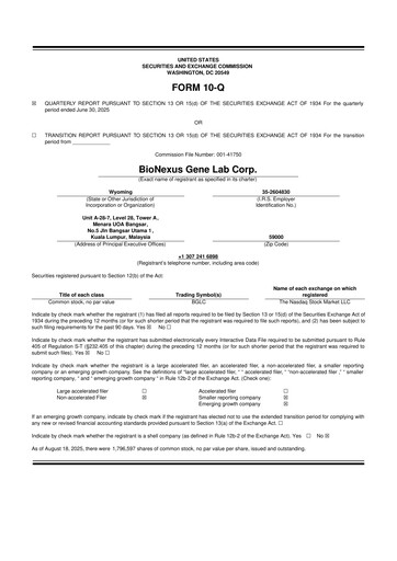 Thumbnail BioNexus Gene Lab 10-Q Quarterly Report FY2025 