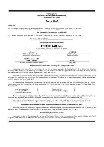 Vorschaubild Freeze Tag 10-Q Quartalsbericht 2025 