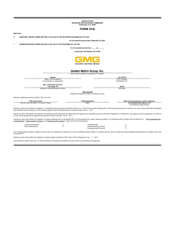 Vorschaubild Golden Matrix Group 10-Q Quartalsbericht 2025 