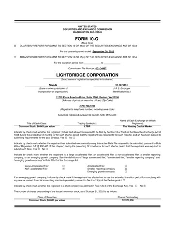 Thumbnail Lightbridge Corporation 10-Q Quarterly Report FY2025 
