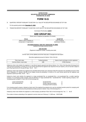 Vorschaubild GEE Group 10-Q Quartalsbericht 2026 